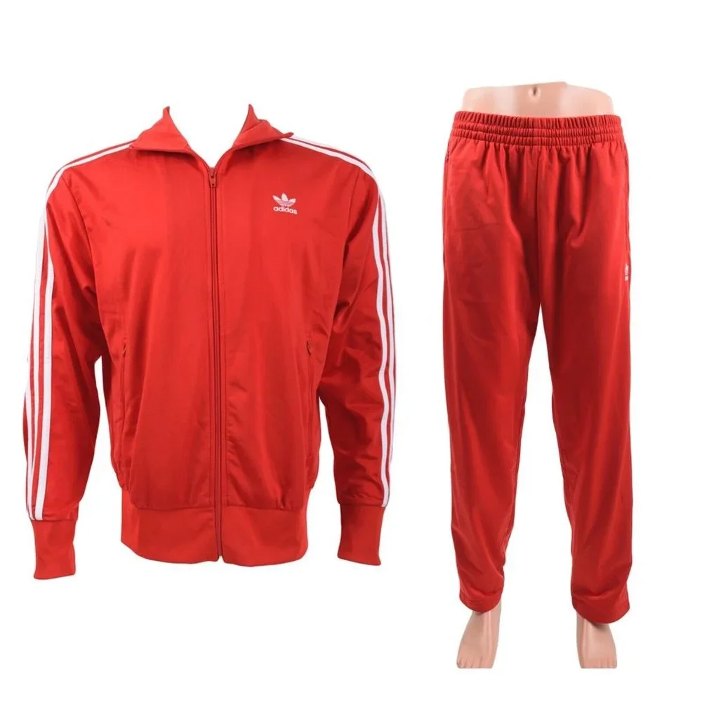 Adidas Mens Red Firebird Track Suit Pants & Jacket Set M-L PrimeGreen GF0211